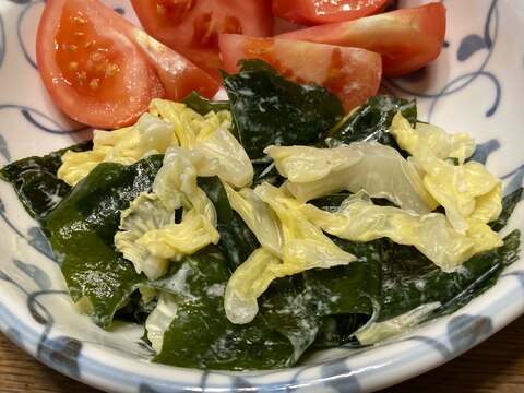 減カリウム！茹でキャベツとワカメのヘルシーサラダ